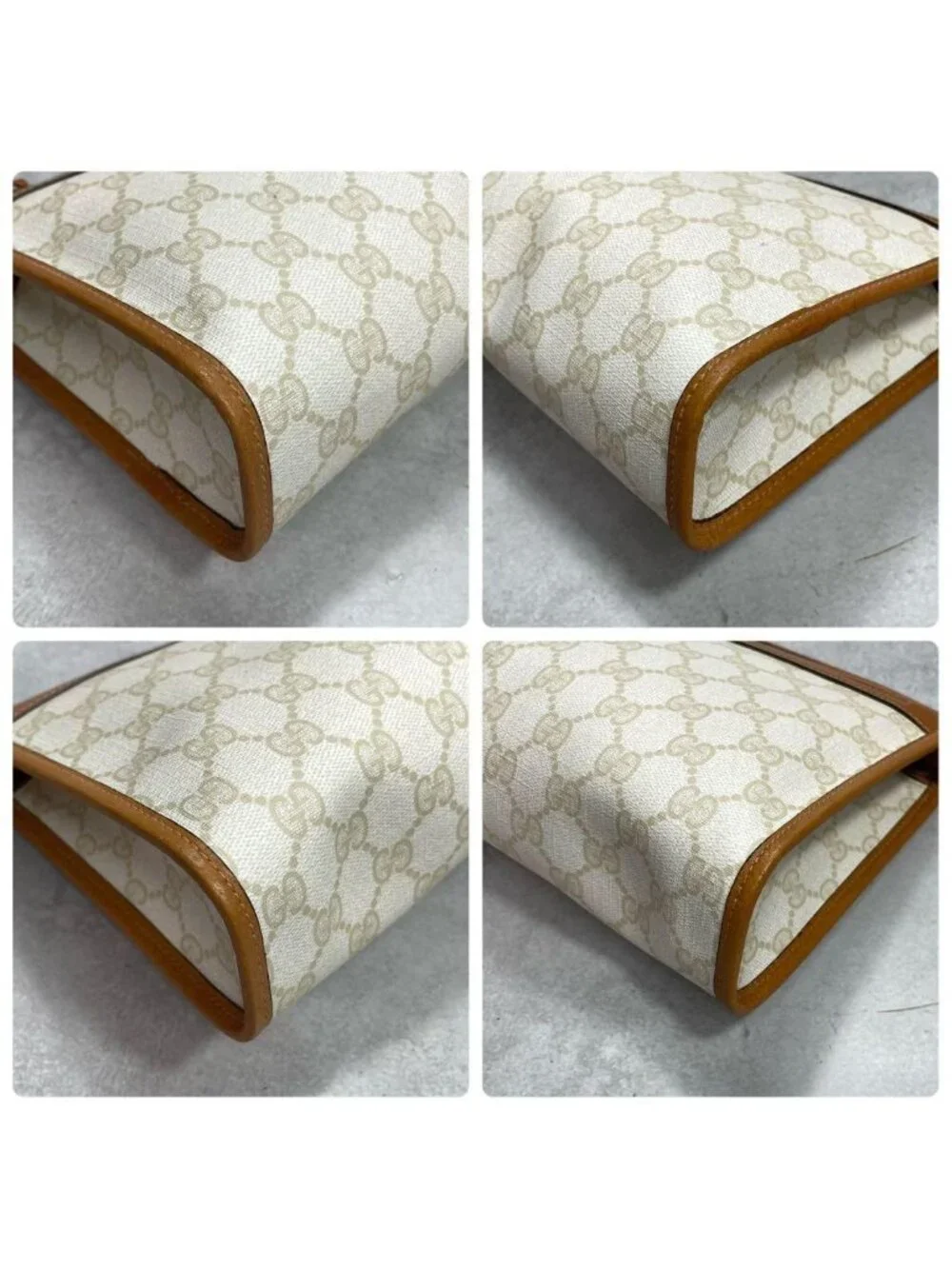 Gucci GG Clutch Beige Brown Leather Logo